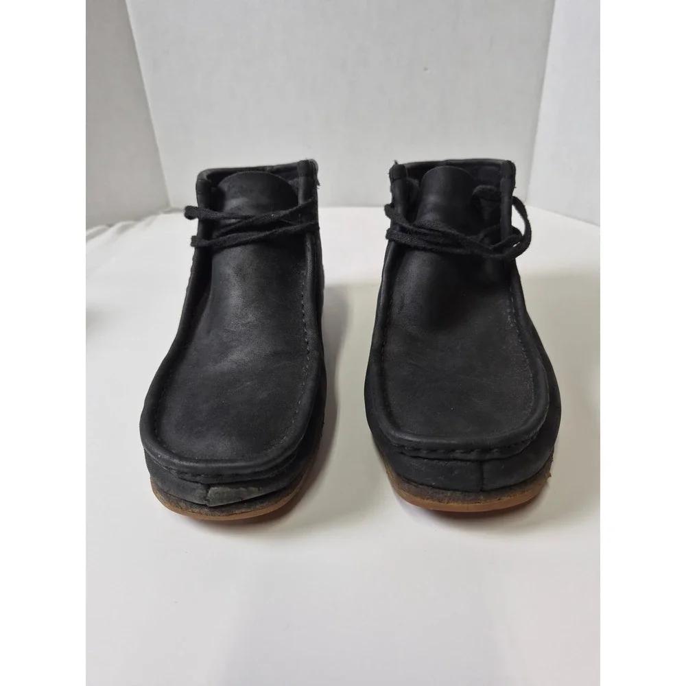 Clarks Wallabee Boots Black Leather Moccasin Lace Up Mens 8 261297667070